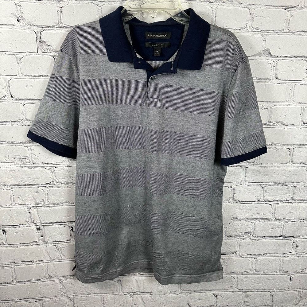 Banana Republic Men’s Polo Collared Shirt Short Sleeves Navy Standard Fit M